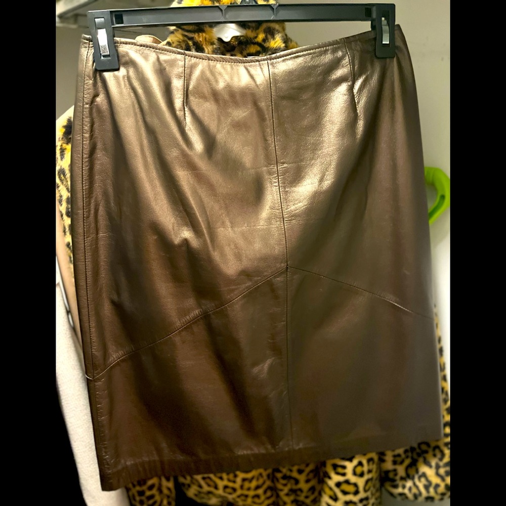 Vintage Genuine Leather Pencil Skirt